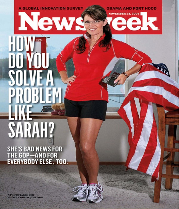 Published in the August 2009 issue of Runners World, and later in Newsweek, the photo features the former Alaska governor in short runner's shorts.<br/><br/>The reaction to the Newsweek cover sparked outrage from conservative supporters of Palin and kudos from liberals. (AFP Photo)
