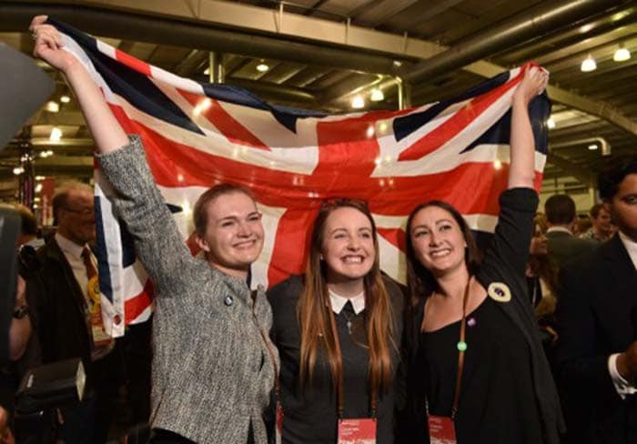 Pro-Union supporters celebrate as Scottish referendum polling results are announced at the Royal Highland Centre in Edinburgh, Scotland, on September 19, 2014.