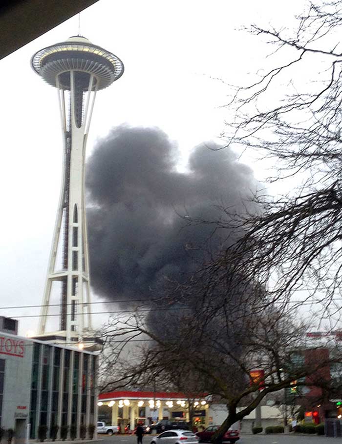 People in the area reported seeing a huge cloud of smoke as firefighters and police responded.