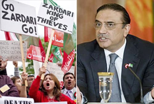 In Birmingham, on August 7, while Pakistan President Asif Ali Zardari was at a rally, a shoe aimed towards him was thrown by a protestor in agitation because of the timing of his tour. Back in Pakistan, millions suffered because of floods, yet Zardari chose to go ahead with the tour.