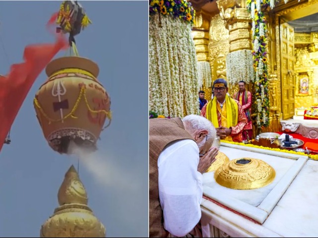 सोमनाथ मंदिर के इतिहास में पहली बार हुआ शिखर का दिव्य कुंभाभिषेक, देखें तस्वीरें
