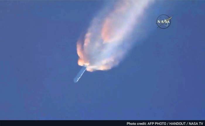 The rocket is appearing to expload in this picture grab from NASA TV.