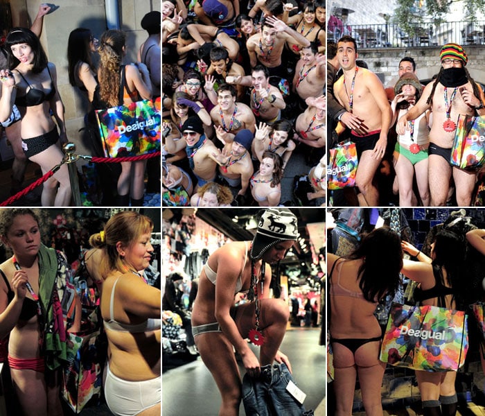 "Come in your underwear and get a free outfit", so declared an offer by Spanish-based clothing retailer Desigual for the first 100 people to enter each of their stores in cities around the country -- Barcelona in the northeast, San Sebastian in the north and Marbella in the south.(AFP Photo)