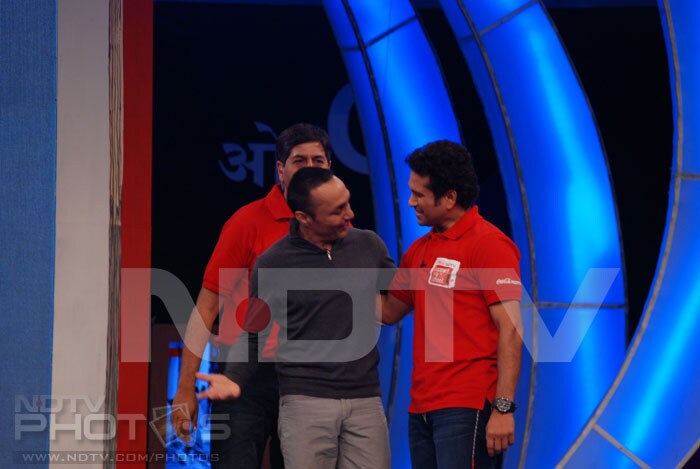 Rahul Bose hugs Sachin Tendulkar.