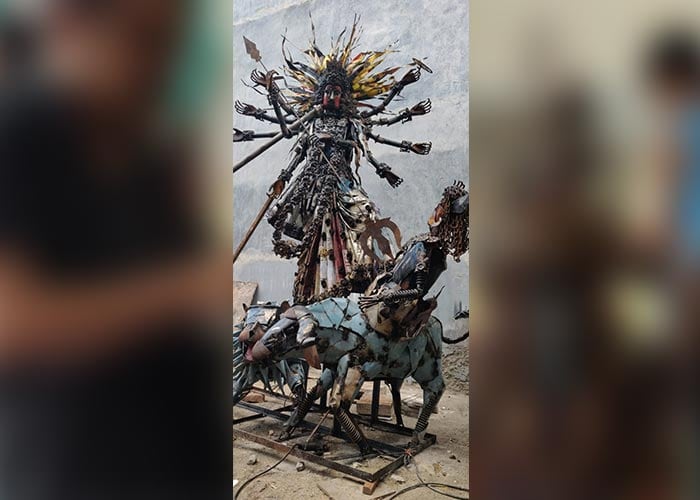 Check Out Delhi\'s Most Unique Durga Puja Pandal, Displaying Idols Made Of 220 Kg Recycled Materials