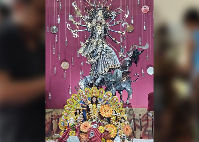 Check Out Delhi's Most Unique Durga Puja Pandal, Displaying Idols Made Of 220 Kg Recycled Materials