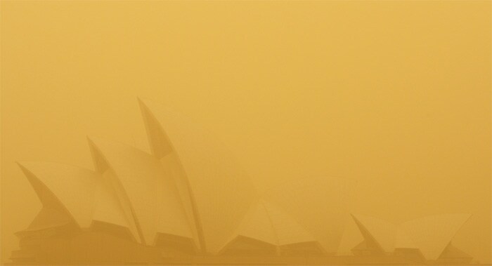 <strong>Australia's worst dust storm:</strong> The Sydney Opera House is cloaked in dust as dust clouds blanket much of Sydney in Australia's New South Wales state.<br />
<br />
Australia's worst dust storm in 70 years blanketed the heavily populated east coast in a cloud of red Outback grit, nearly closed the country's largest airport and left millions of people coughing and sputtering in the streets. <em>(AP)</em>