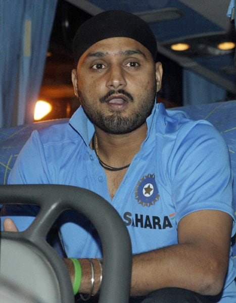 India's Harbhajan Singh sits inside the bus as Indian team arrives at the OR Tambo international airport in Johannesburg. (AP Photo)