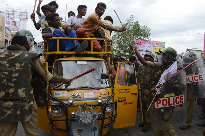 Vizag, Tirupati and Vijayawada airports are running on backup power. The Vijayawada-based 1760 MW Narla Tata Rao Thermal Power Station, for the first time in its history, has completely shut down, with all seven generating units stopped. State capital Hyderabad is also witnessing blackouts.
<br><br>
Photo credit: AFP