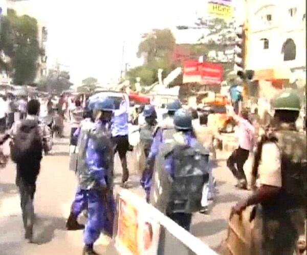 Tension prevailed in the area when the processionists sat on the road raising slogans against the police and indulged in heated arguments with the cops.