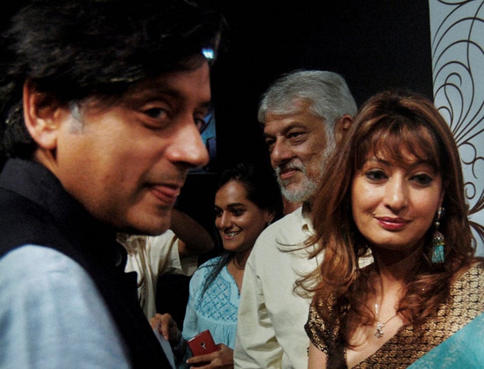 Accompanied by Pushkar, Tharoor was in Mumbai on Friday to deliver the 16th Lalit Doshi Memorial lecture. (PTI Photo)