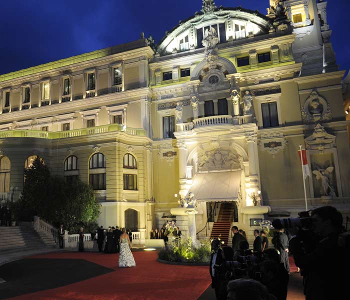 Monaco's Opera House, lit up for the wedding banquet. (AFP photo)