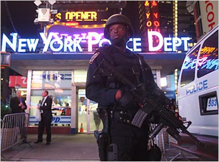 Members of the Police Department's Emergency Service Unit stood in guard. (NYT Photo)