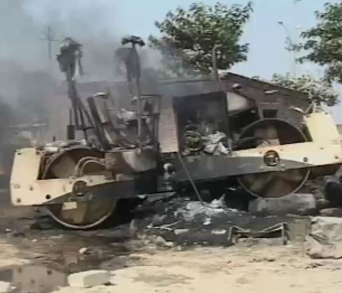 Seen here are the charred remains of the truck. (NDTV Photo)