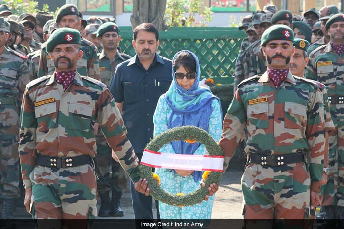 Chief Minister Mehbooba Mufti laid wreaths on the coffins of soldiers who were killed in Uri attack.