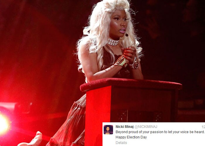 Nicki Minaj: Beyond proud of your passion to let your voice be heard. Happy Election Day