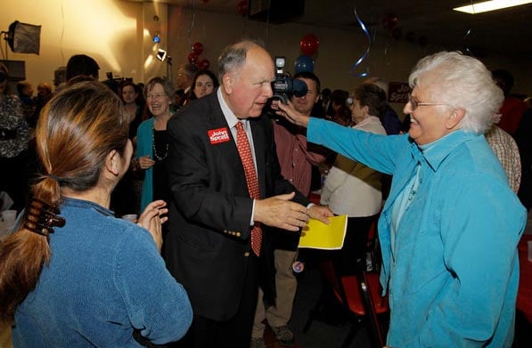 In South Carolina, Representative John M. Spratt Jr., center, a Democrat and the chairman of the Budget Committee, lost to state Senator Michael ?Mick? Mulvaney. (NYT Photo)