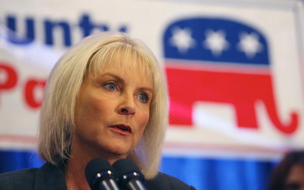 Republican-oriented independent groups helped level the playing field, including in Florida's 24th Congressional District, in which Sandy Adams, left, defeated Representative Suzanne Kosmas. (NYT Photo)