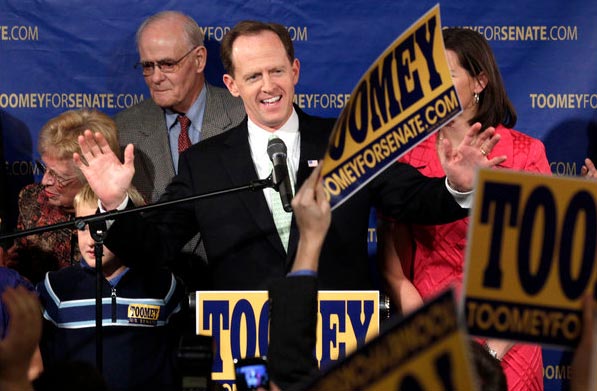 Pat Toomey, the Republican candidate, won the Pennsylvania Senate race over Representative Joe Sestak. (NYT Photo)