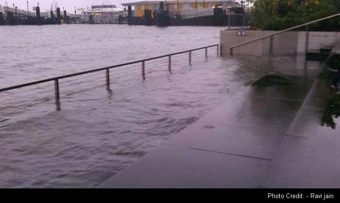 Ravi Jain: East River rises above the last two steps of Get Down, and approaches 3rd at end of Wall Street.