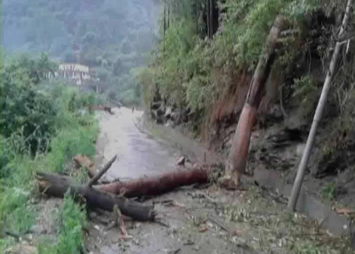 Among the first signs of heavy rainfall in the Himalayan region are fallen trees and branches which lead to road blocks