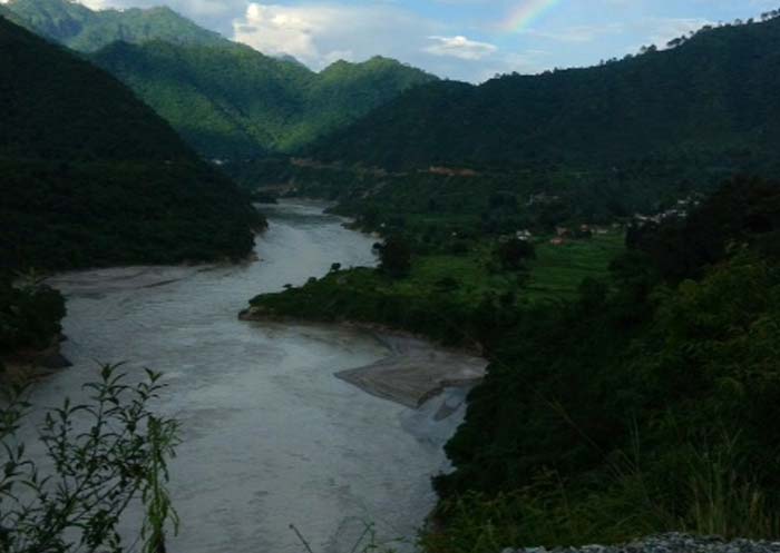 Seen here, confluence of the Bhagirathi and Alaknanda rivers in Devprayag.<br><br>Photo courtesy: Ketki Angre