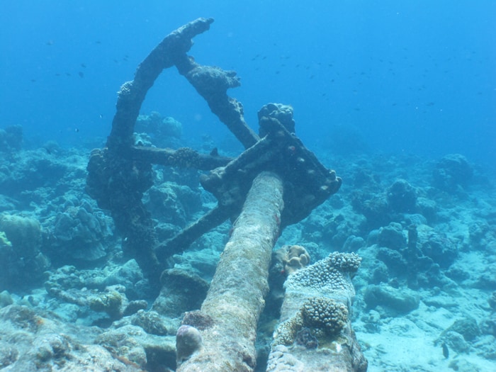 Counterweight or possibly a part of the mast of one of the steamship wrecks off Minicoy, Lakshadweep.