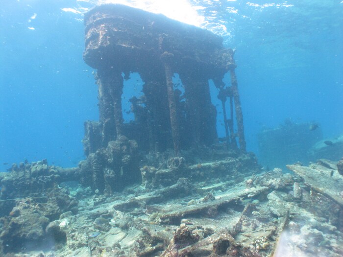 Machinery and components of one of the steamship wrecks off Minicoy, Lakshadweep.