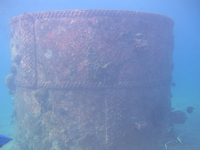 A boiler of one of the steamship wrecks off Minicoy, Lakshadweep.