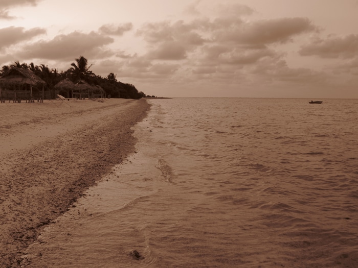 The lagoon at Minicoy in sephia tone, Lakshadweep.