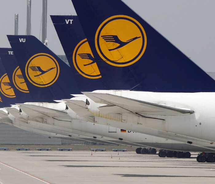 Airplanes parked at the airport in Munich, southern Germany. Due to the volcanic ash cloud from the eruption under the Eyjafjallajokull glacier in Iceland, all flight from and to all Germany airports have been suspended. (AP Photo)