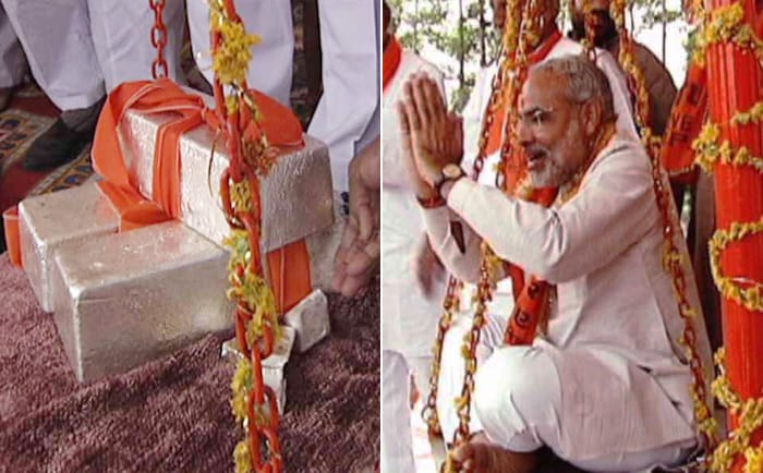 Gujarat Chief Minister Narendra Modi has also been pictured while being weighed in silver and gold. (NDTV Photo)