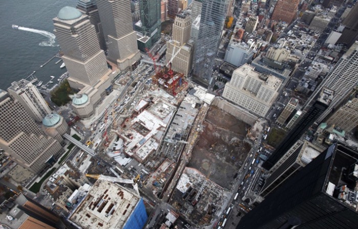 The World Trade Center, center, is shown in this aerial photo, on Nov. 2, 2009, in New York.(AP Photo)