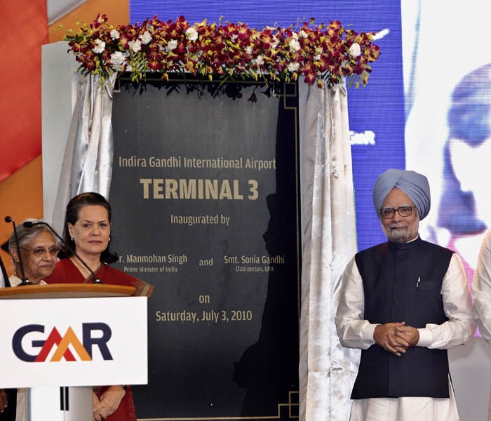 Prime Minister Manmohan Singh inaugurated the Terminal 3 at the Indira Gandhi International airport in New Delhi on July 3. UPA Chairperson Sonia Gandhi, Civil Aviation Minister Praful Patel and Delhi Chief Minister Sheila Dikshit were among the dignitaries present on the occasion to dedicate T3 built by GMR group backed developer Delhi International Airport Ltd (DIAL). The Prime Minister said Delhi's new airport proves the success of public-private partnership model in execution of large infrastructure projects.