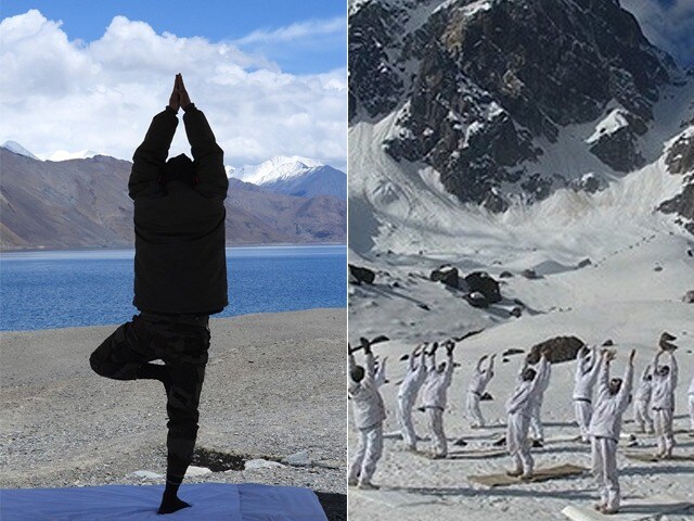 Photo : Yoga Day 2023: हाड़ कंपा देने वाली ठंड के बीच जवानों ने किया योग