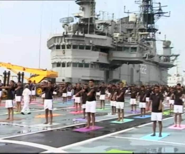 Yoga At Sea: Naval Officers, Sailors Perform Asanas Onboard INS Viraat