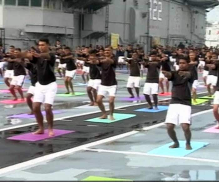 Yoga At Sea: Naval Officers, Sailors Perform Asanas Onboard INS Viraat