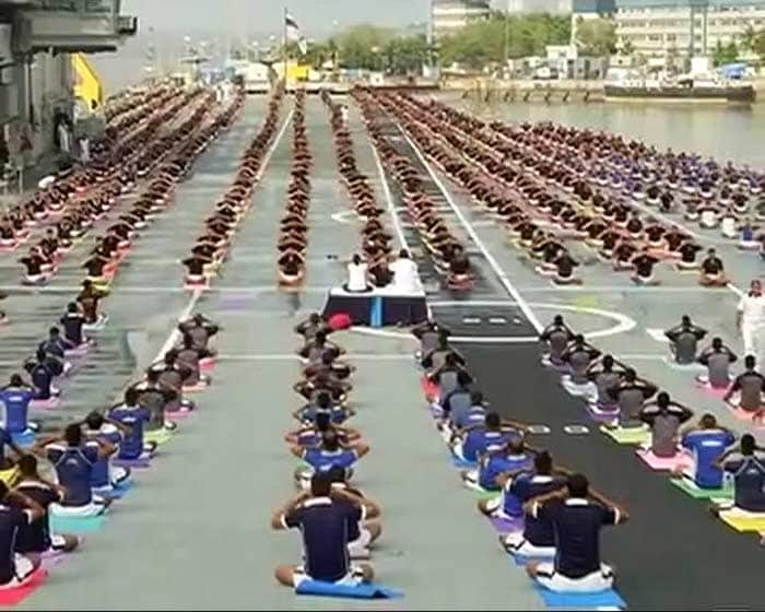 Yoga At Sea: Naval Officers, Sailors Perform Asanas Onboard INS Viraat