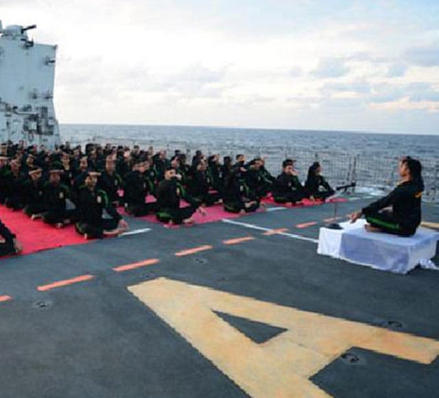 Photo : International Yoga Day: Navy Plans Special Yoga Sessions on Board Warships