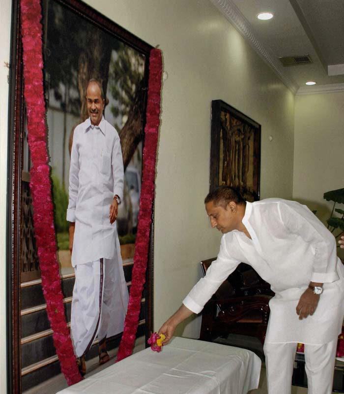 In this photo, Andhra Pradesh Chief Minister N Kiran Kumar Reddy is seen paying tributes to YSR on his birth anniversary in Hyderabad. PTI Photo