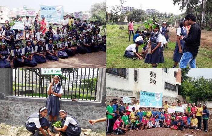 In support of the Behtar India campaign stage 3, DSK School, Pune procured 300 tree saplings from the forest department and organised a plantation drive. 200 saplings were planted on hill slope close to the school and 100 saplings were planted in and around the school campus.