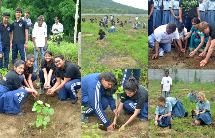 Seen here are the students of The Emerald Heights International School who participated in a plantation drive at Indore Cancer Foundation's Hospital premises. 1000 saplings were plnated during the plantation drive organised under Behtar India campaign.