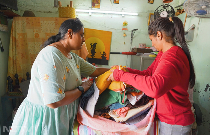 The BPA's upcycling initiative involves collecting old clothes from donors, sorting them according to their quality, and then transforming them into new products such as bags, garments, cushion covers, and other household items. The products are then sold at their store named Magic Fingers.