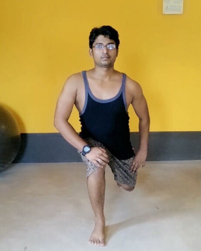 Indrajeet Banerjee's working hard! "I performed jumping jacks, wall sits, push-up, abdominal crunch, step-ups and lunges for about 15 minutes, felt really good," says Banerjee.