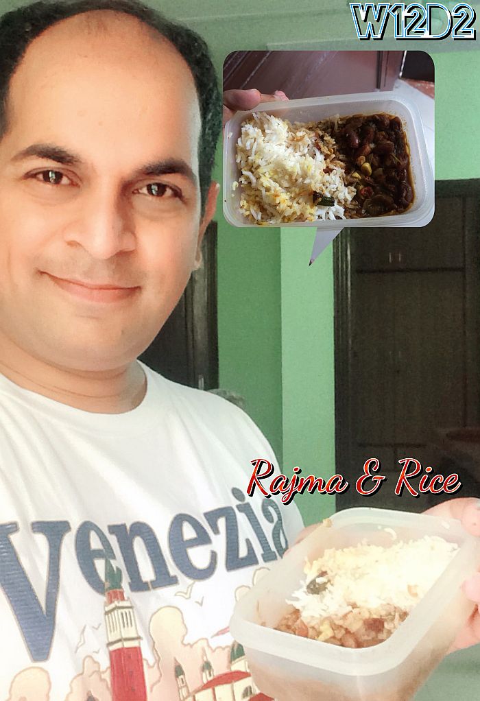 Naveen Kumar upping his intake of protein - He is having Rajma + Chawal for his lunch made with all things healthy.