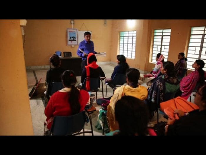 At <i>Silai</i> Schools, women undergo a three step training program for teaching them the A-Z of stitching and necessary skills to open their own <i>Silai</i> Schools. For the first six months, women are taught to stitch, then they are given mechanical training and finally enterprise training.