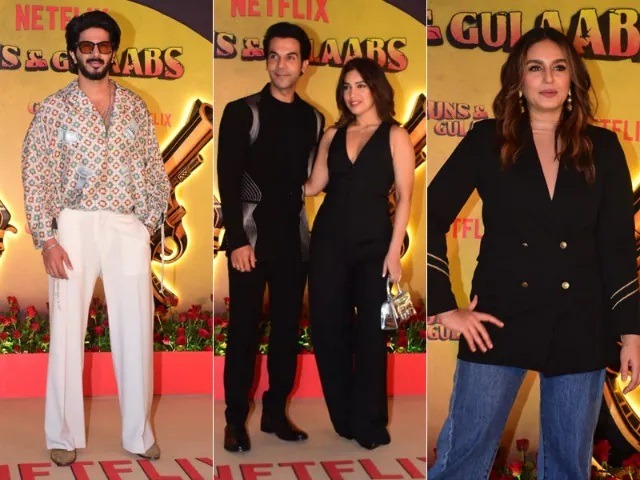 वेब सीरीज 'गन्स एंड गुलाब्स' की स्क्रीनिंग में नज़र आए भूमि-राजकुमार और हुमा कुरैशी