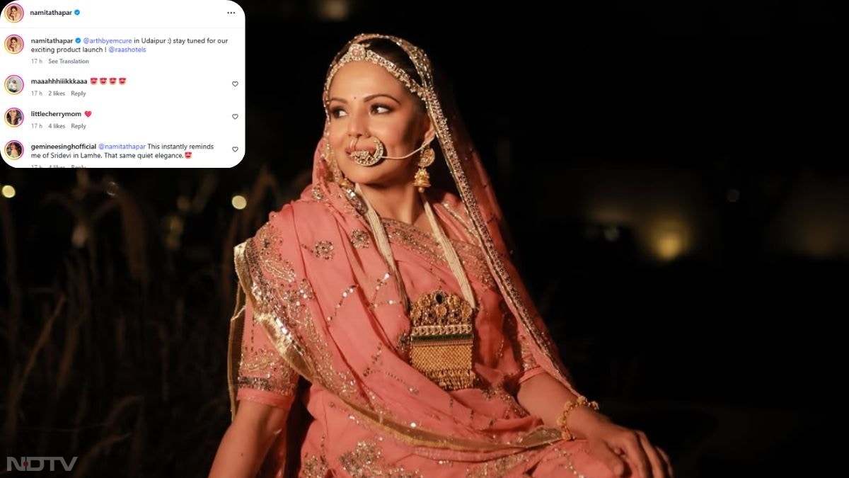 फैंस का कहना है कि राजस्थानी गहनों और लिबास में नमिता की मुस्कान बिल्कुल वैसी ही लग रही है जैसी कभी श्रीदेवी की हुआ करती थी. credit-( Instagram)