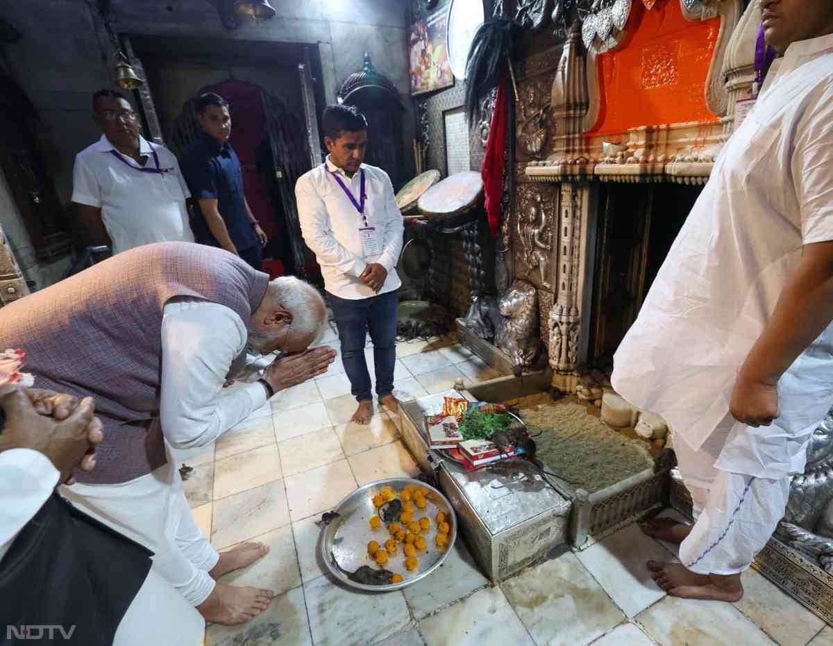 प्रधानमंत्री ने करणी माता मंदिर में दर्शन कर पूजा-अर्चना की.