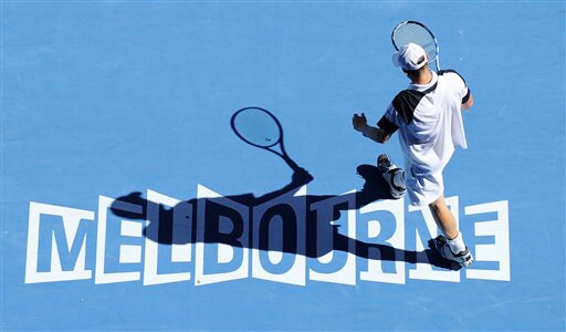 Andy Roddick of the United States in action as he plays Spain's Tommy Robredo during their men's singles match at the Australian Open in Melbourne on Sunday. (AP Photo) Australian Open Day 7
